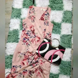 Eliza J Floral Pink MIDI Dress SIZE 4